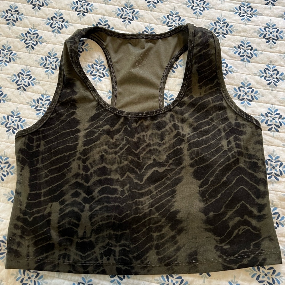 Evolution and Creation Olive Green and Black Racerback Crop Tank
